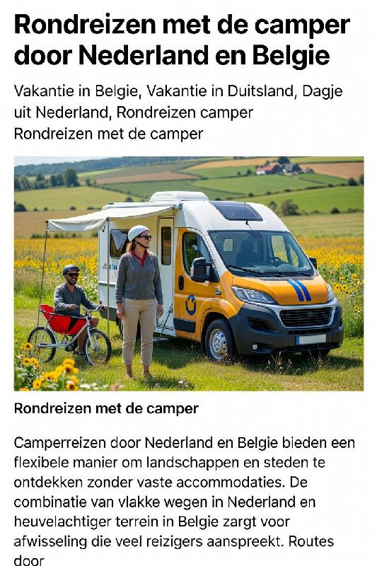 Rondreizen met de camper door Nederland en België
